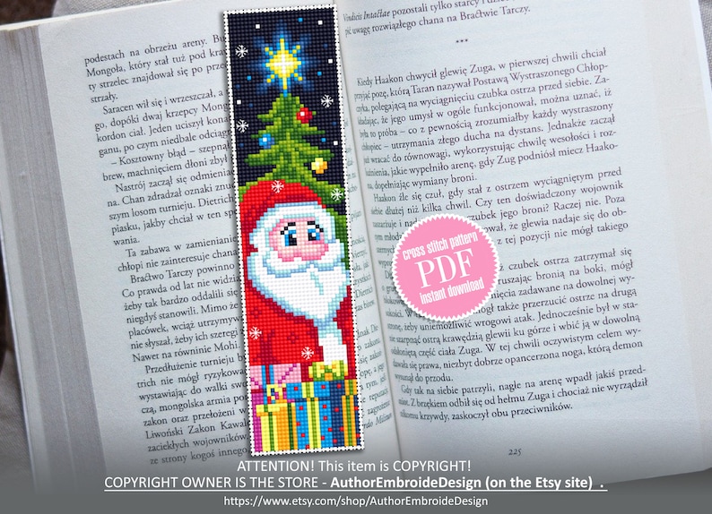 Christmas Bookmark Cross Stitch Pattern Download PDF Handmade Etsy