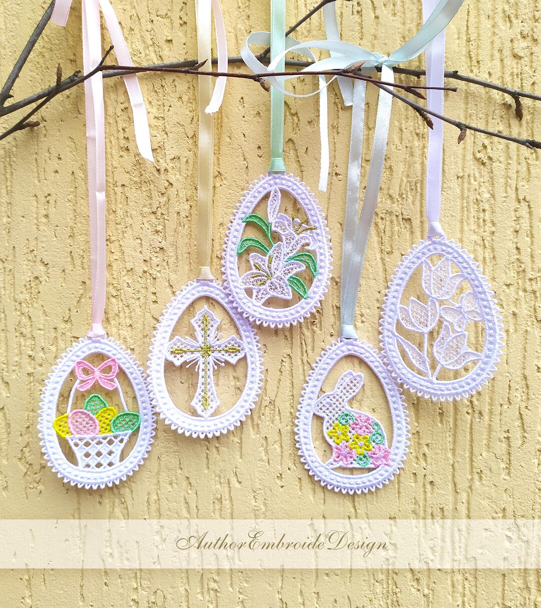 FSL Easter Egg Machine Embroidery Design Set of 5, Lace Easter ...