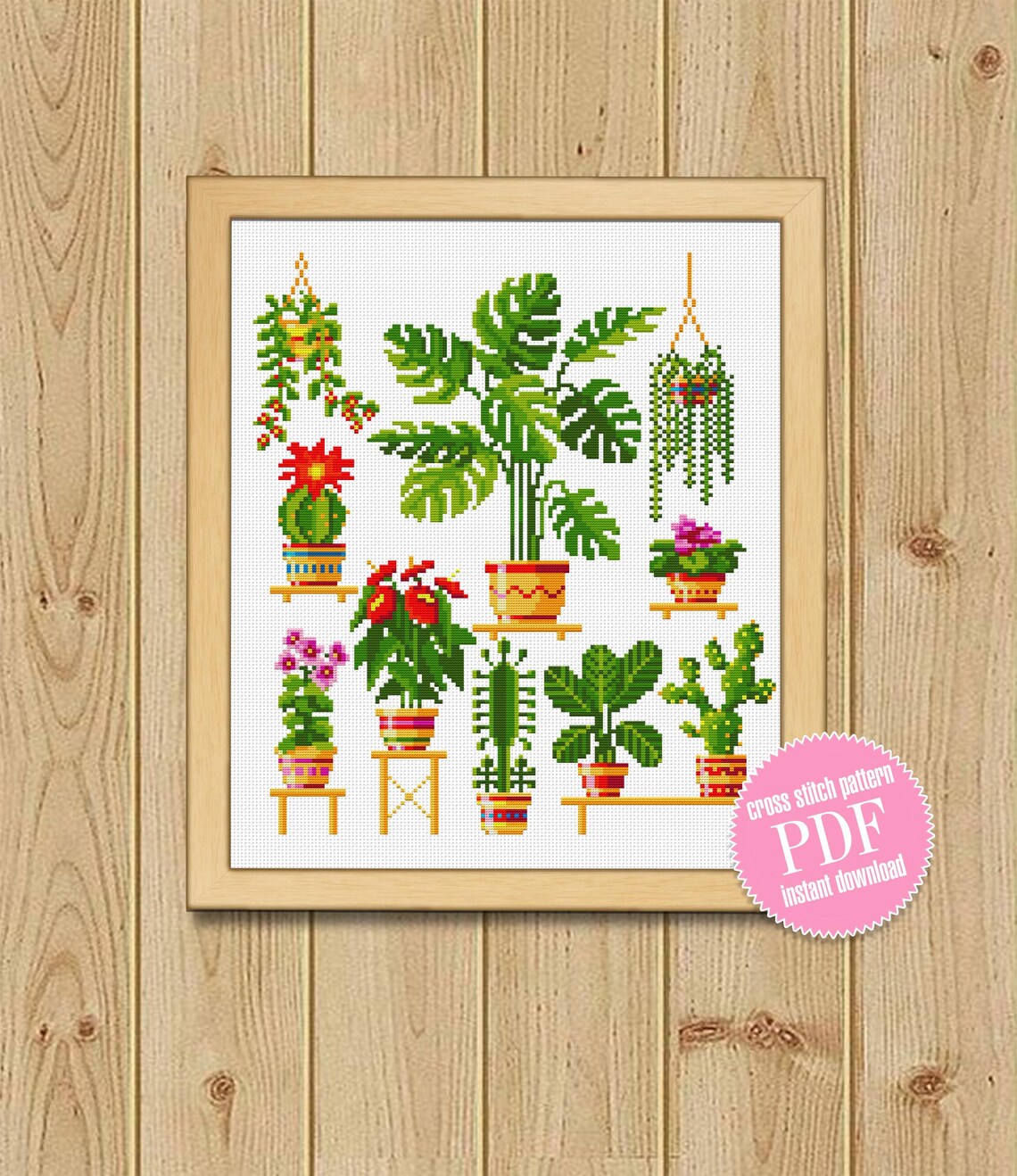 Plants Cross Stitch Pattern PDF Cactus Embroidery Garden Etsy