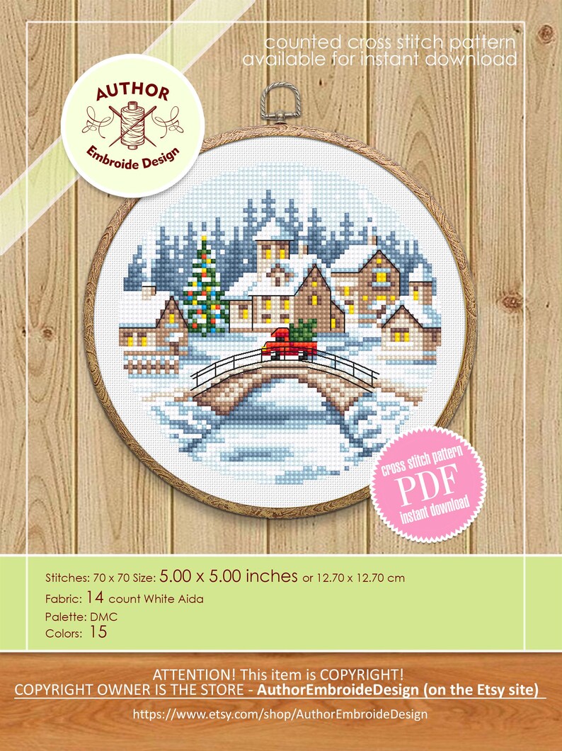 Christmas Village Cross Stitch Pattern PDF Download Winter Landscape ...