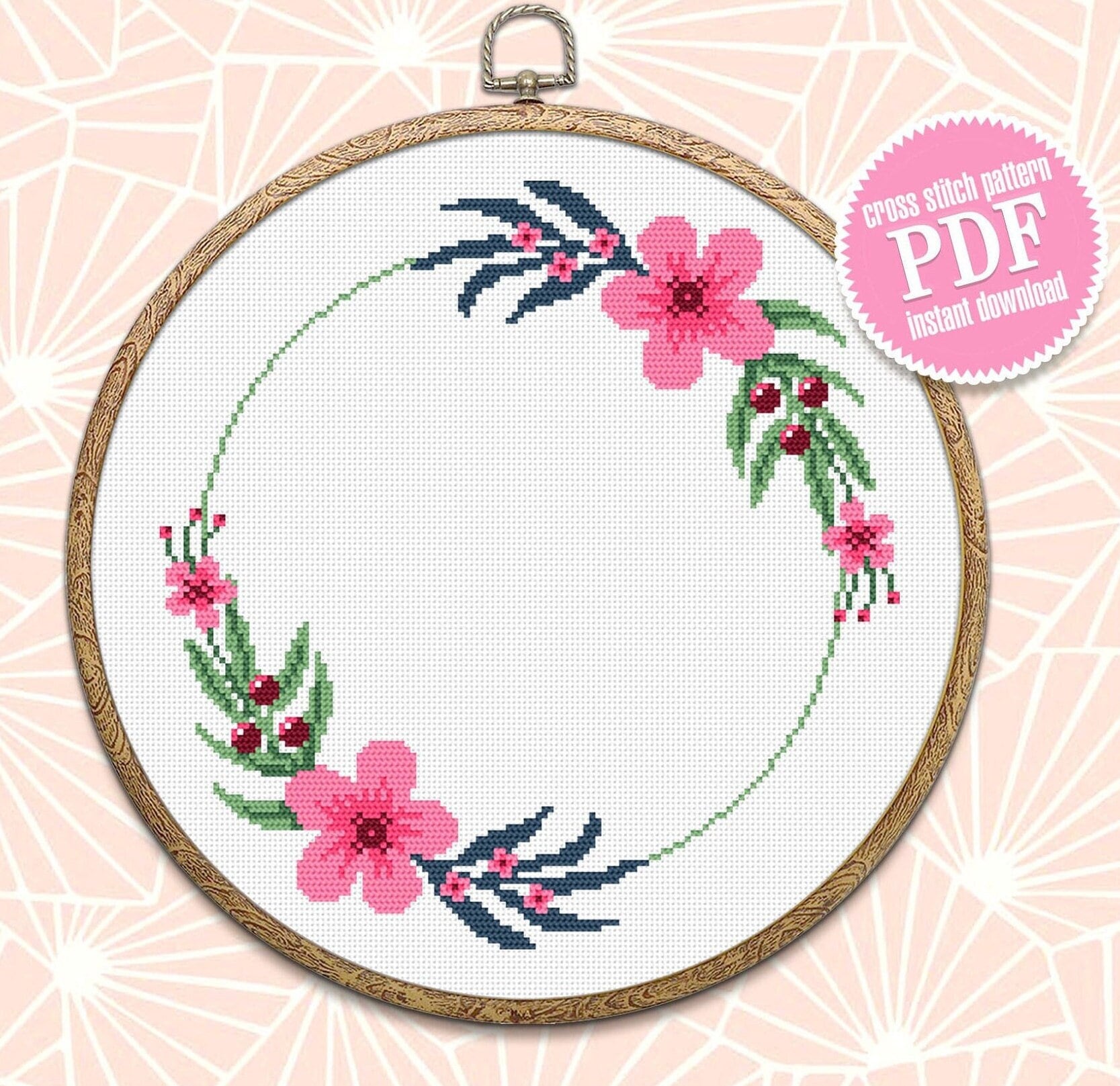 クロスステッチ　パターン8枚付き クロスステッチ図案 81「桜」さくら、sakura, japanese cherry