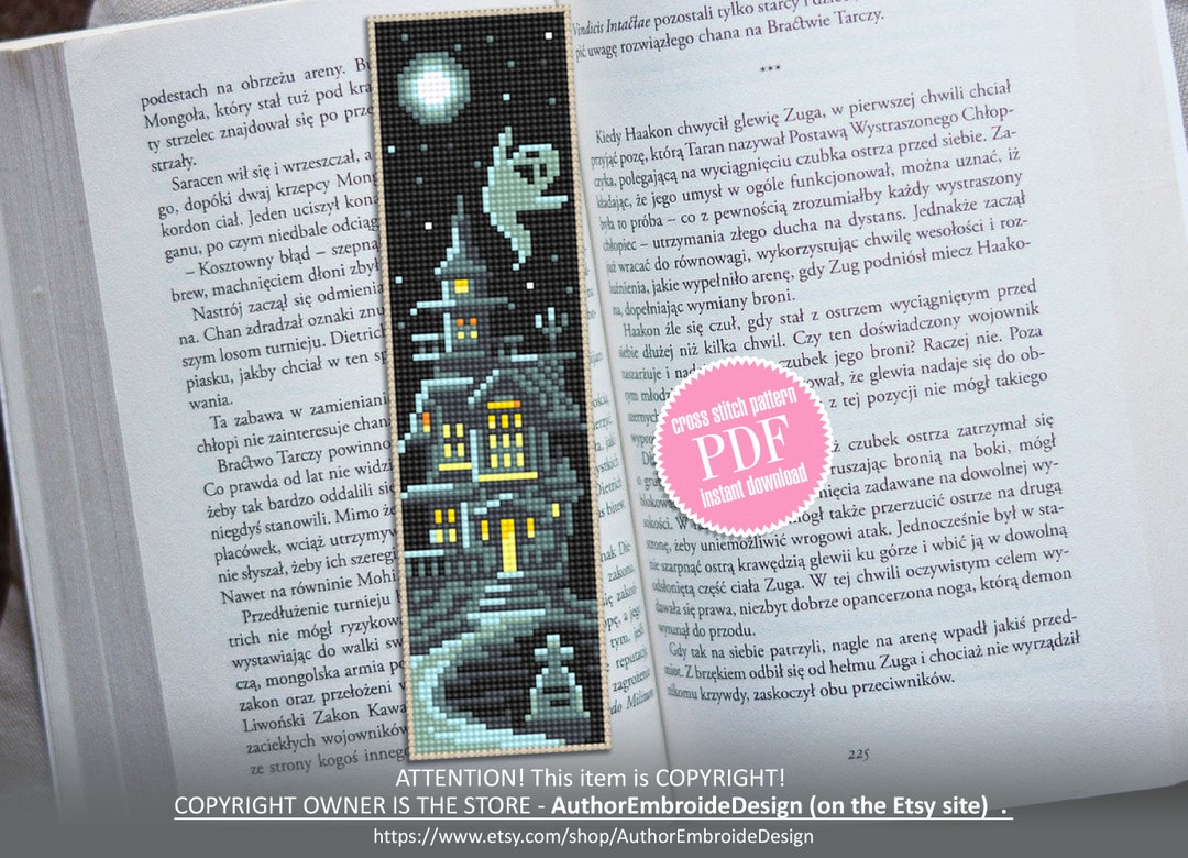 Halloween Bookmark Cross Stitch Pattern PDF Download Haunted House ...
