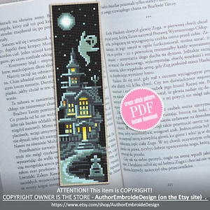 Halloween Bookmark Cross Stitch Pattern PDF Download Haunted House ...
