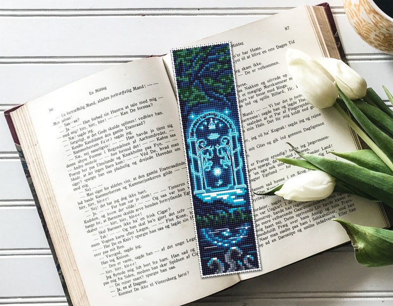 Fantasy bookmark cross stitch pattern download PDF Magic handmade bookmark digital, Wizarding world cross stitch, Fairy door embroidery B88 image 4