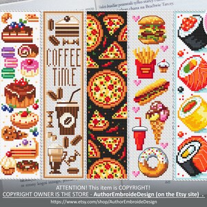 Food Bookmark Set Cross Stitch Pattern PDF Download Fast Food Cross ...