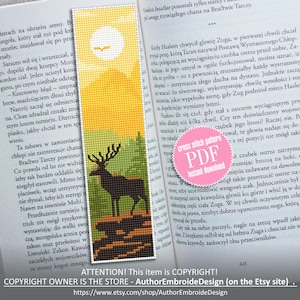 Bookmark cross stitch pattern digital PDF Handmade bookmark nature embroidery beginners Instant download Gift for book lover #B19