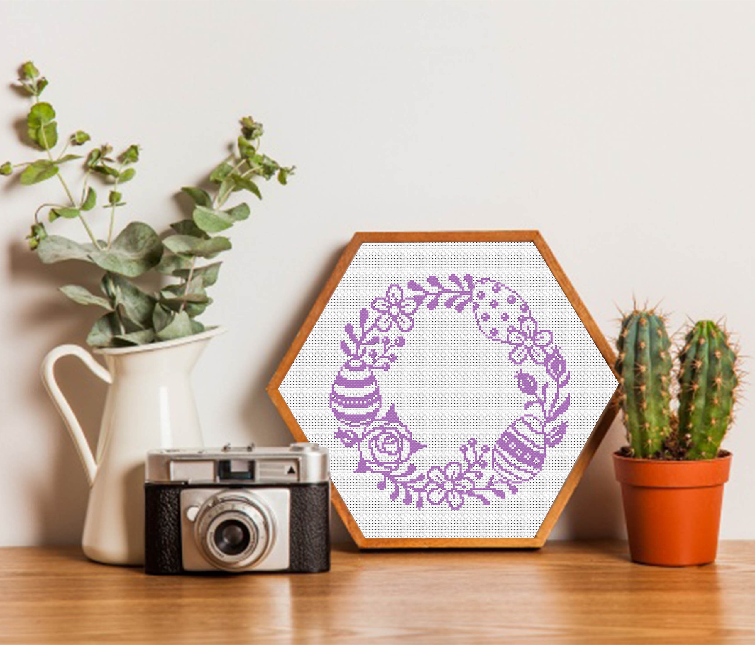 Easter Wreath Cross Stitch Pattern Download PDF Easter Eggs Cross ...