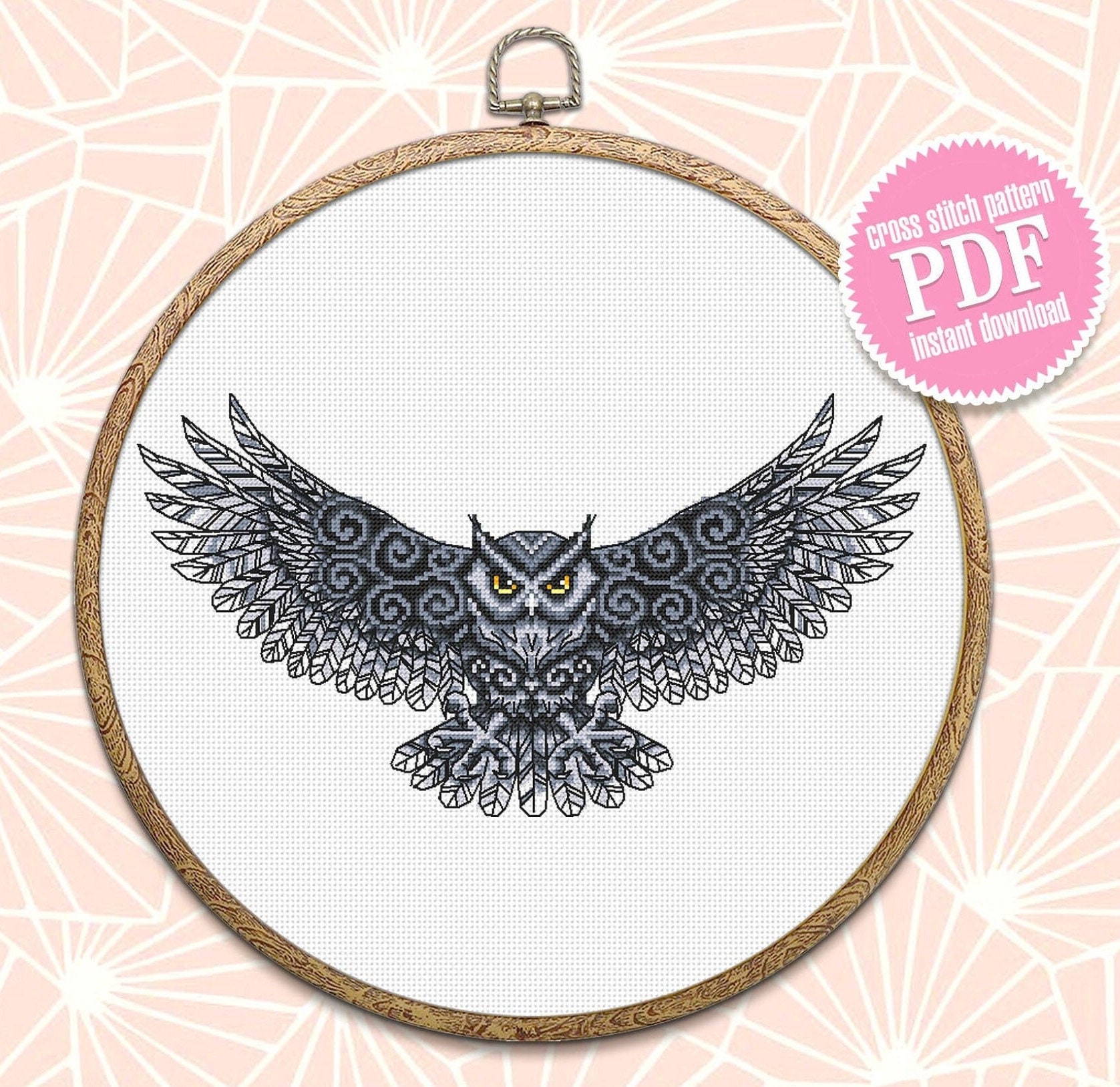 Owl Cross Stitch Pattern Download PDF Fantasy Bird Cross Stitch Chart ...