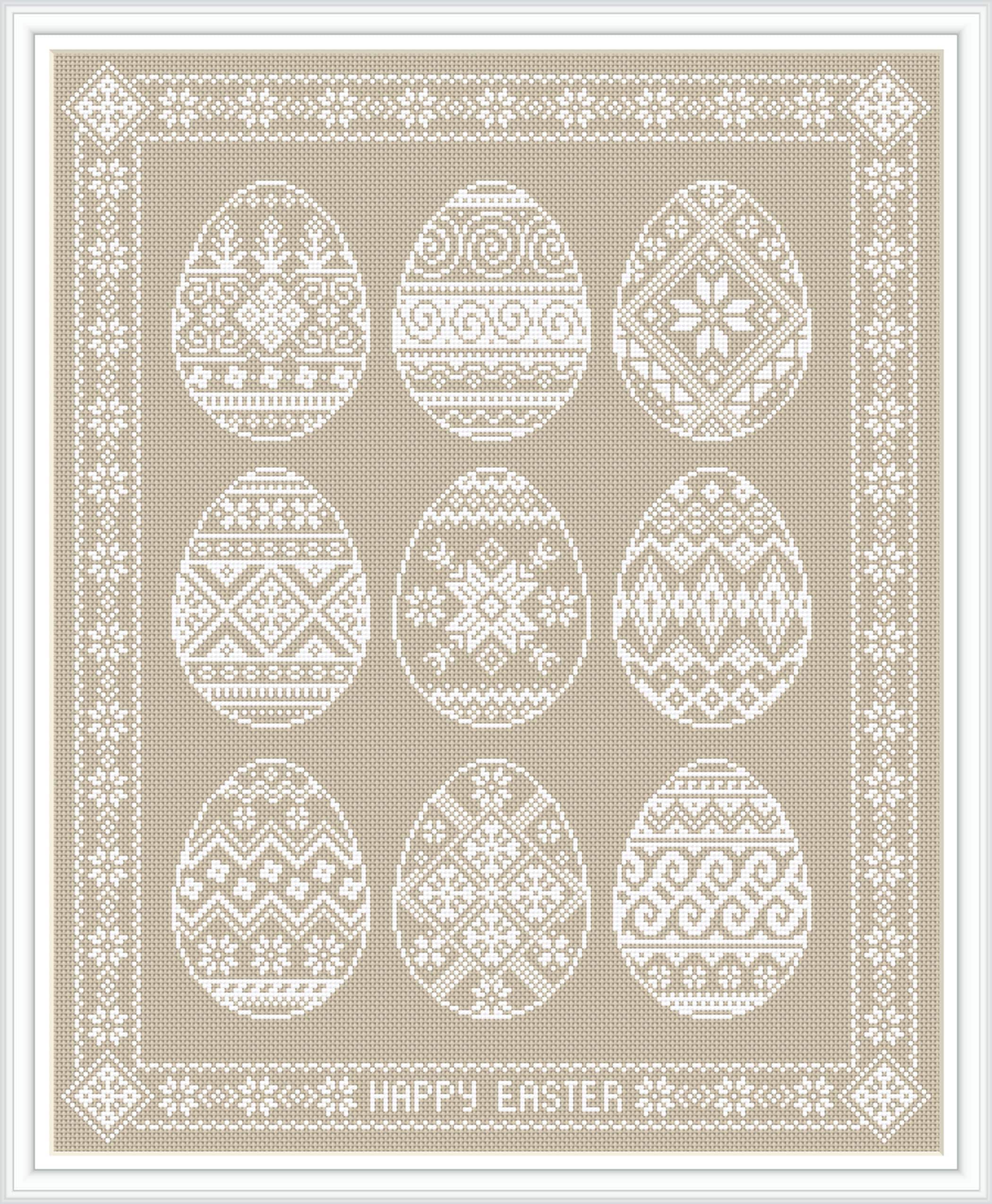 Easter Eggs Cross Stitch Pattern PDF Download Monochrome Sampler Cross ...