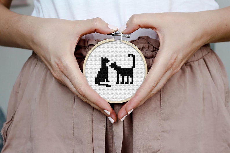 Fast Pattern Bestseller Easy Cross Stitch Mini Embroidery Cats Cross Stitch Pattern for Beginners Download PDF Embroidery Beginners
