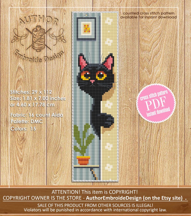 Cat and Plants Bookmark Set Cross Stitch Pattern PDF Instant Download ...