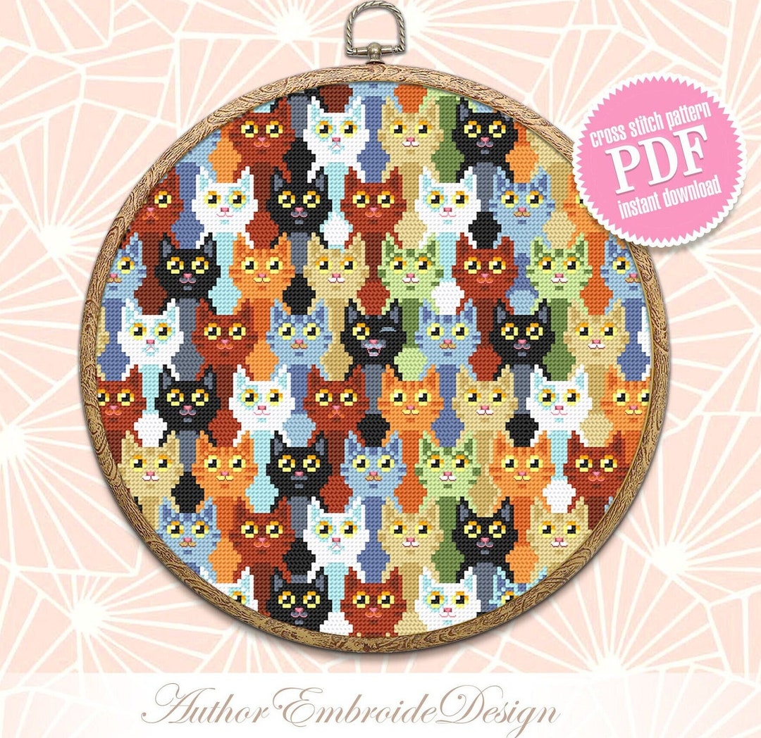 Funny Cats Cross Stitch Pattern PDF Download Cat Sampler Cross Stitch ...