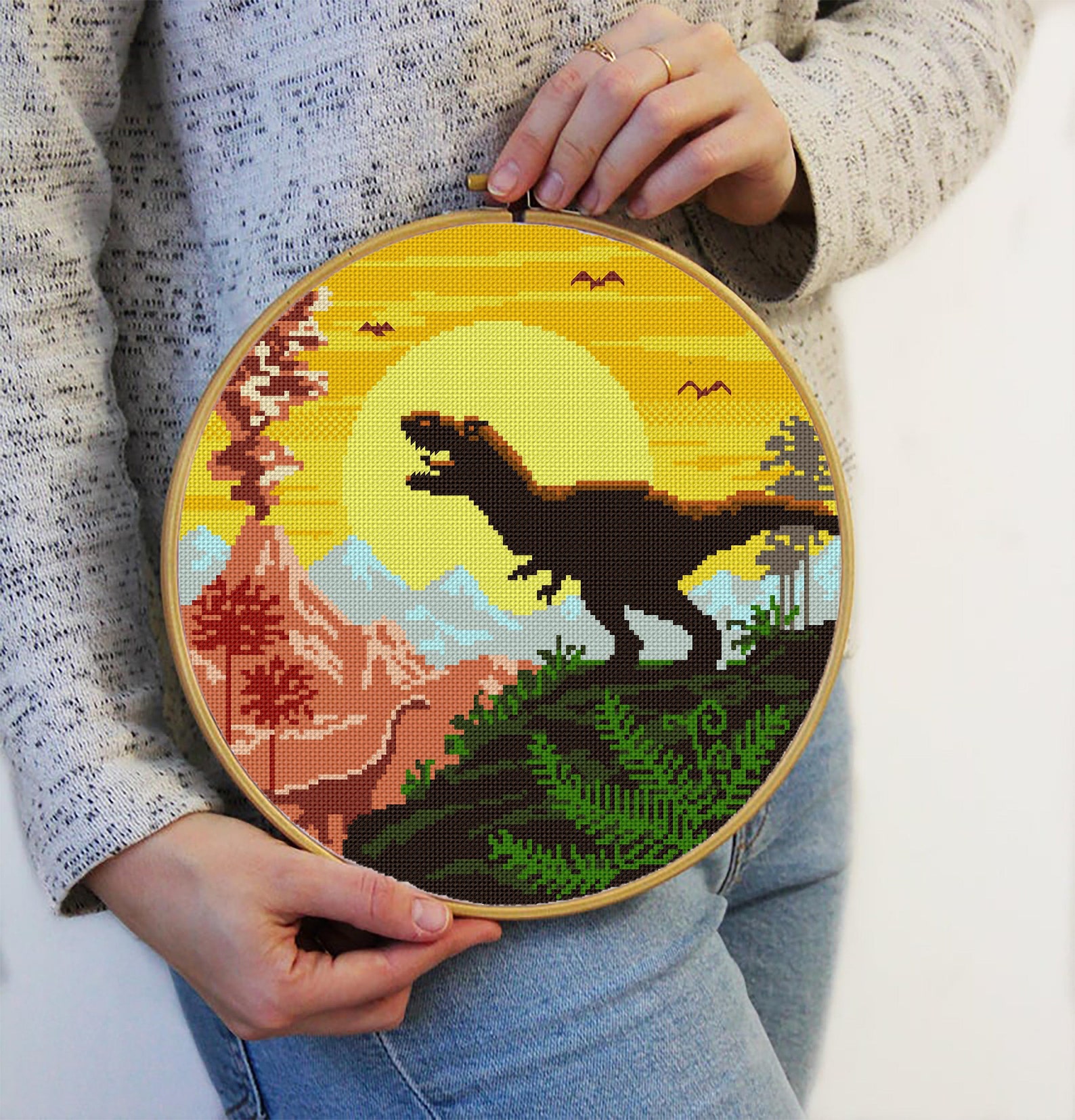 Dinosaur Cross Stitch Pattern Download PDF Animals Cross Etsy