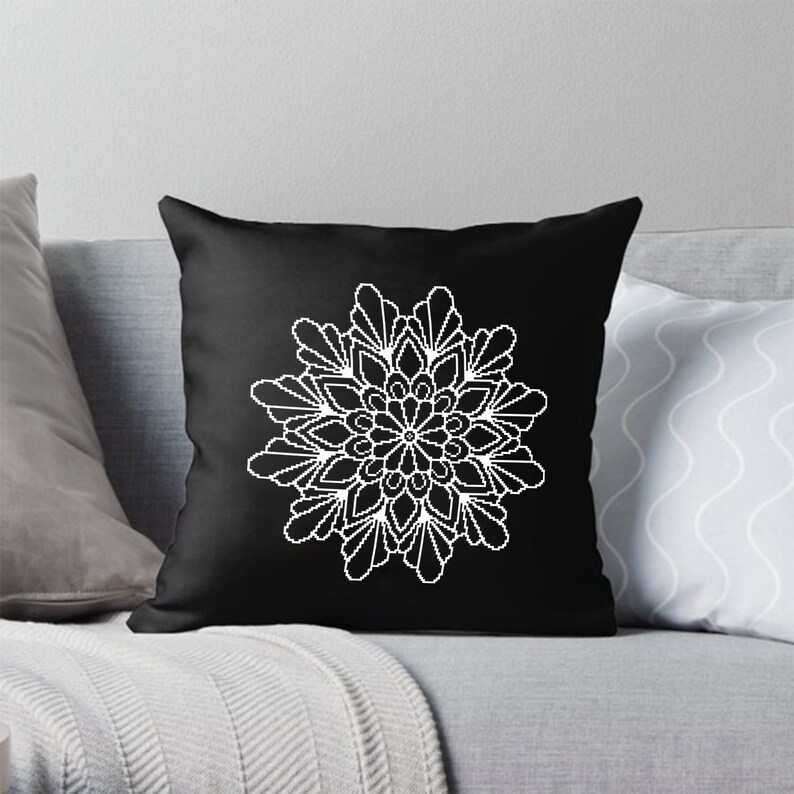 Mandala cross stitch pattern download PDF Quick cross stitch sampler Monochrome mandala pattern digital Floral ornament xstitch chart #M62 image 6