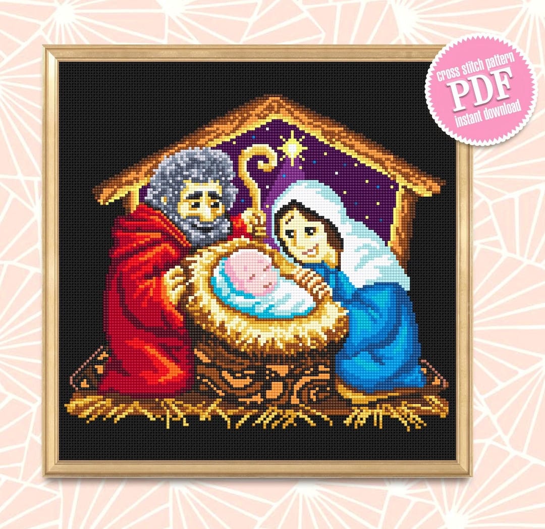 Nativity Scene Cross Stitch Pattern Download PDF O Holy Night Cross