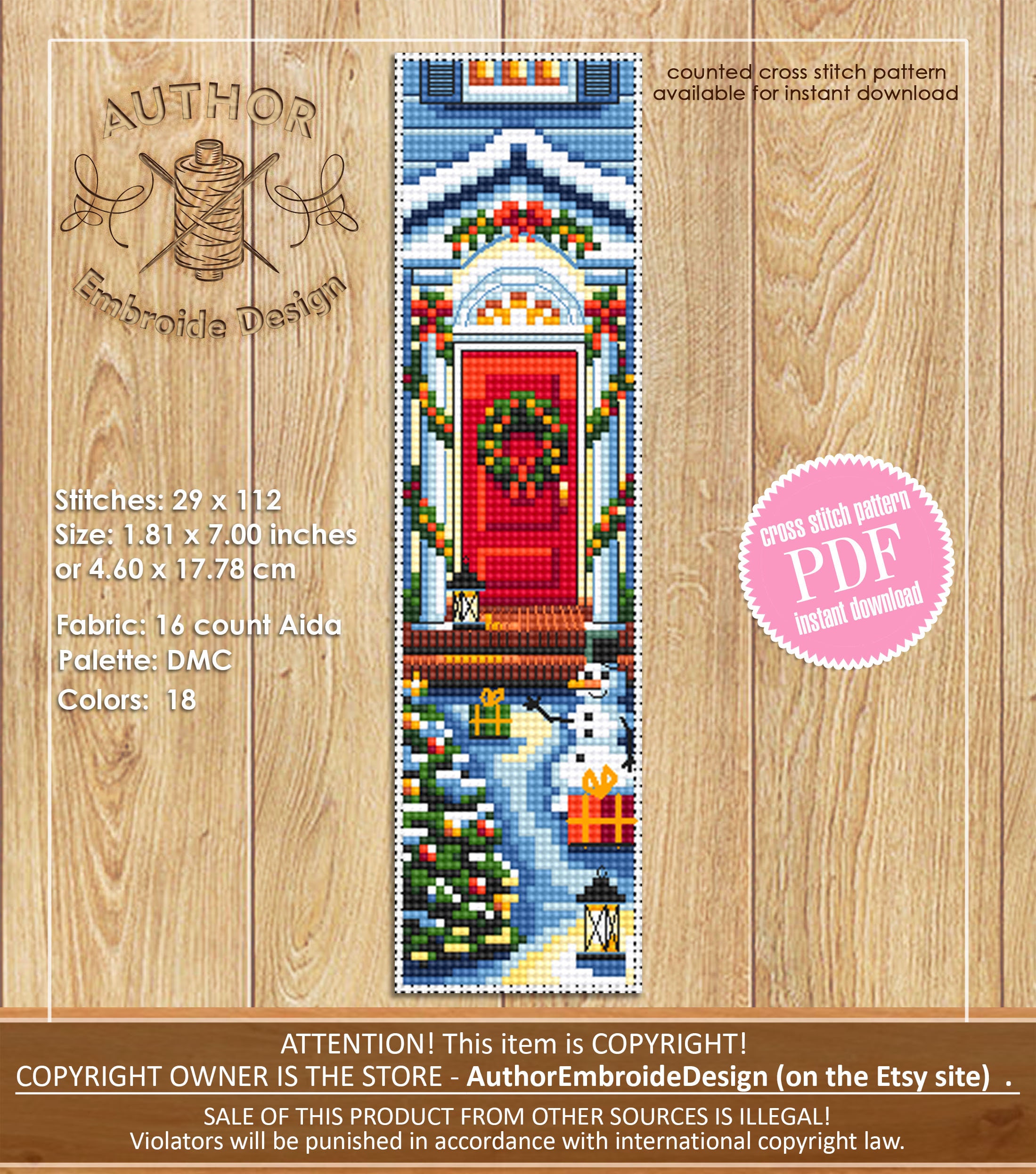 Christmas Bookmark Set Cross Stitch Pattern Download PDF Holiday ...