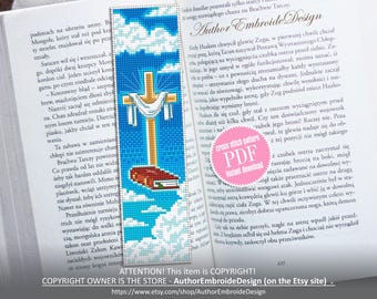 Marque-page chrétien modèle point de croix à télécharger PDF Sainte-croix et bible point de croix, modèle de marque-page numérique PDF accessoires bibliques # B445