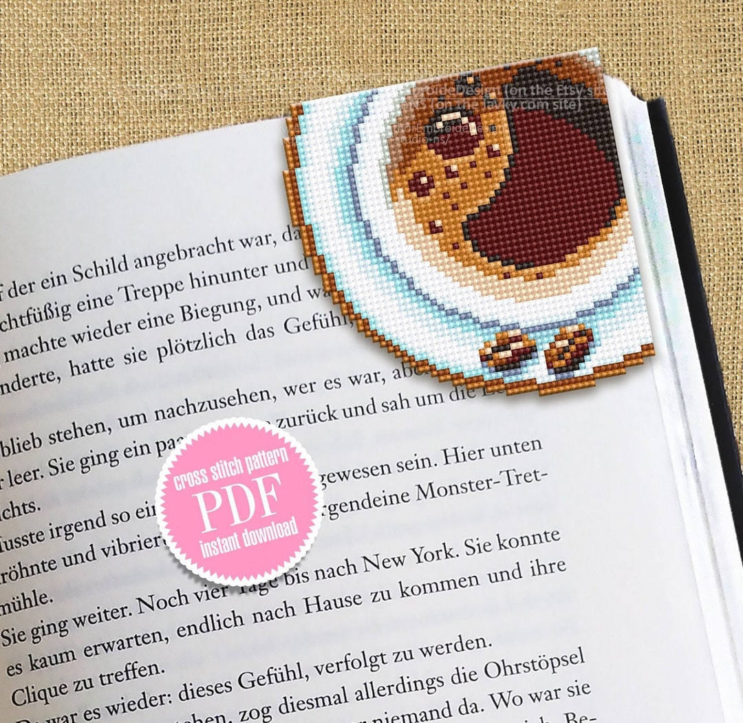 Corner Bookmark Cross Stitch Pattern PDF Download Cup of Coffee Cross ...