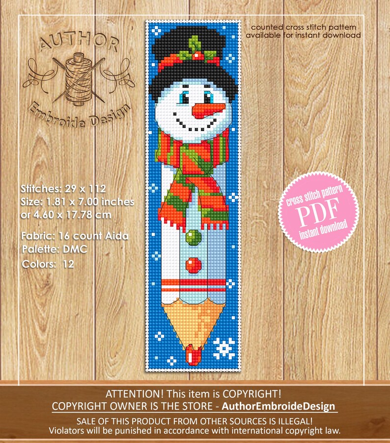 Christmas Teacher Bookmark Cross Stitch Pattern PDF Download Pencil ...