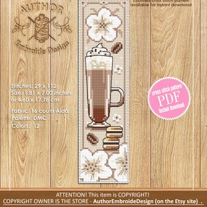 Coffee Bookmark Cross Stitch Pattern PDF Download Coffee Cross Stitch ...