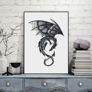 Dragon set cross stitch pattern download PDF Fantasy animal cross stitch chart, Dragon embroidery PDF, Blackwork patterns, Dragon art D13 image 5