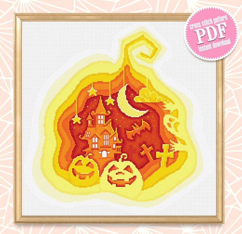 Halloween Cross Stitch Pattern Download PDF Spooky Halloween Pattern ...