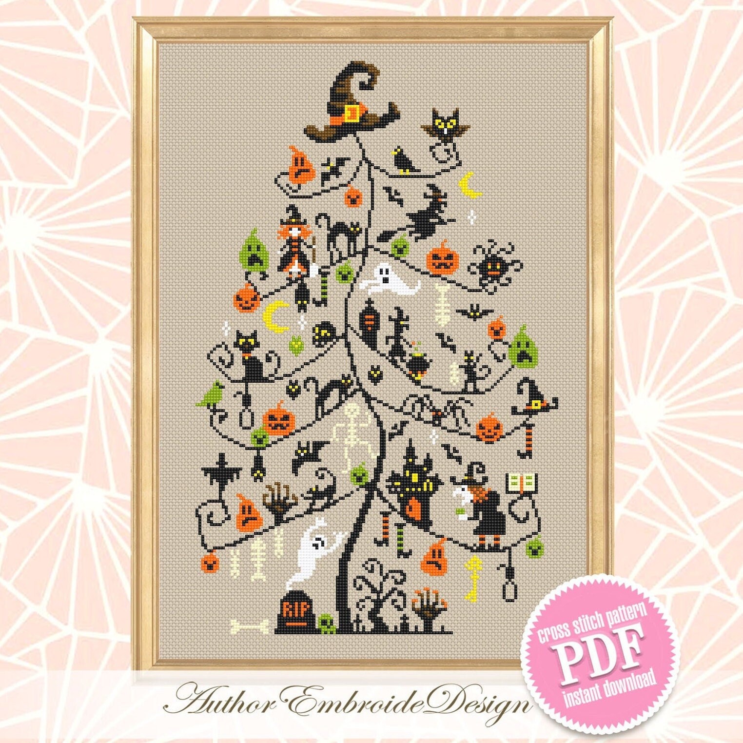 Halloween Christmas Tree Cross Stitch Pattern PDF Download Halloween Christmas Tree Cross Stitch Pattern PDF Download