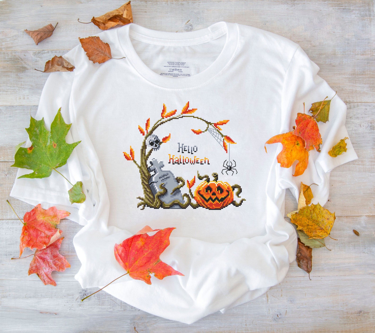 Hello Halloween Cross Stitch Pattern Download PDF Pumpkin Cross Stitch ...
