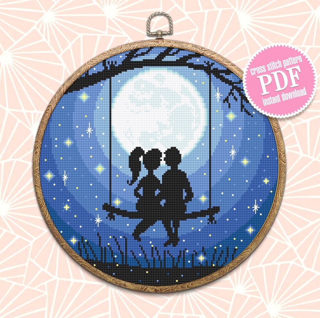 Magic Moon Cross Stitch Pattern Download PDF Nature Cross Stitch Chart ...