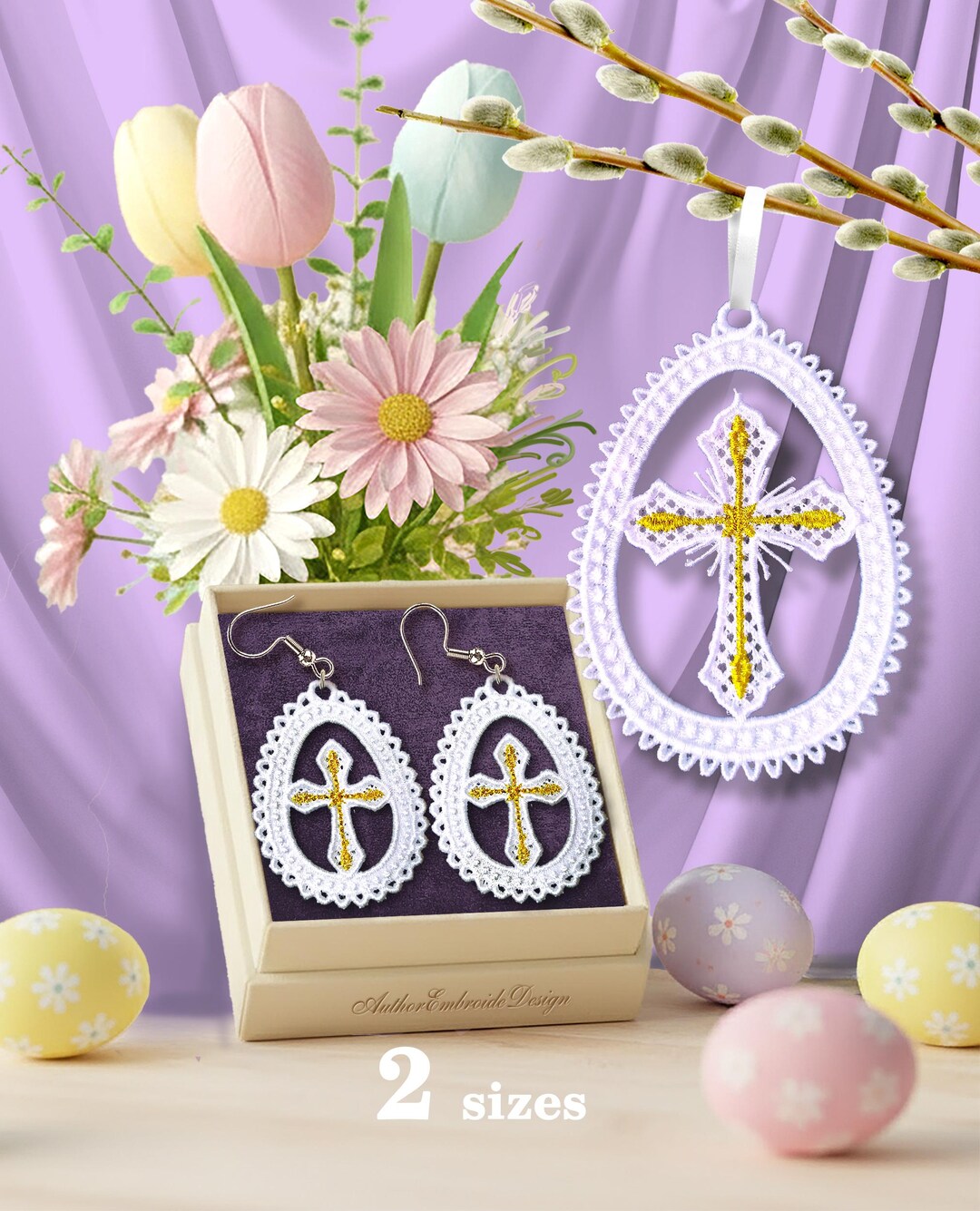 FSL Easter Egg Machine Embroidery Design Download - Earrings and ...