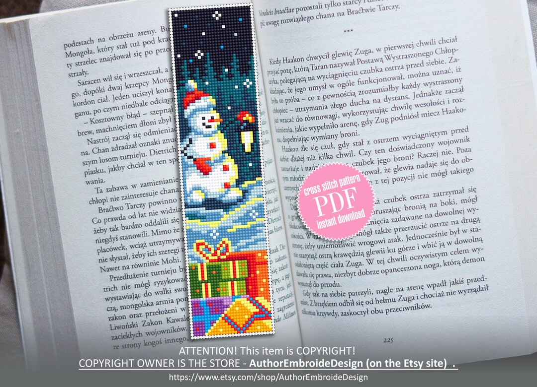 Christmas Bookmark Cross Stitch Pattern PDF Download Snowman Cross ...