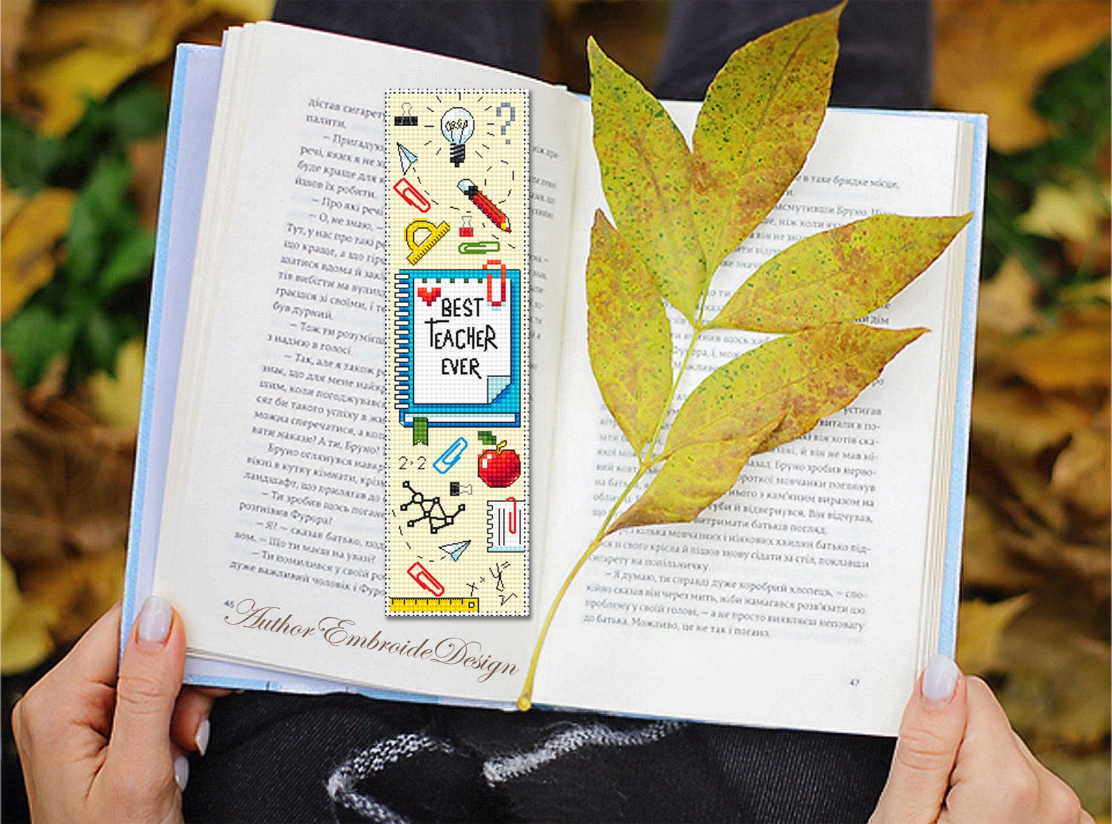 Teacher Bookmark Cross Stitch Pattern PDF Download Best Teacher Ever ...