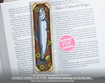 Sardine bookmark cross stitch pattern PDF download Canned sardine with olives cross stitch chart, Funny bookmark pattern digital PDF #B438