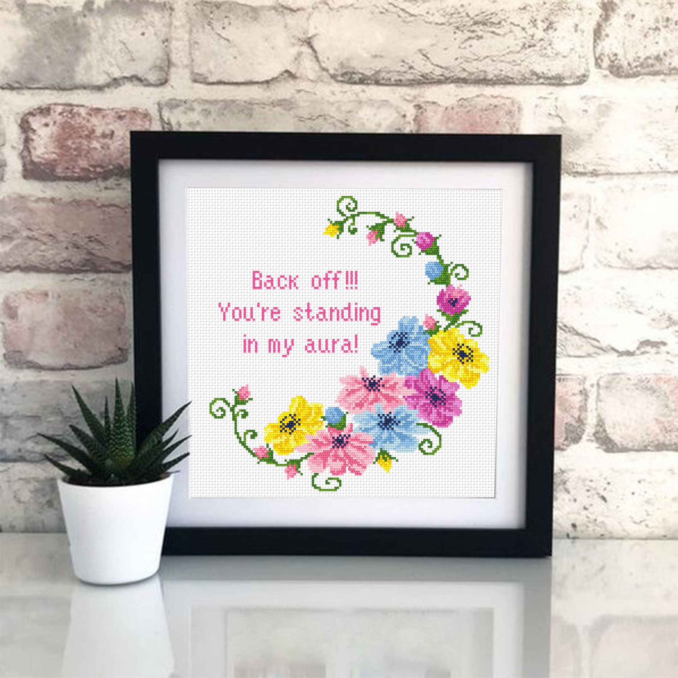 Funny Framed Quote Cross Stitch Pattern PDF Floral Frame Cross Stitch ...