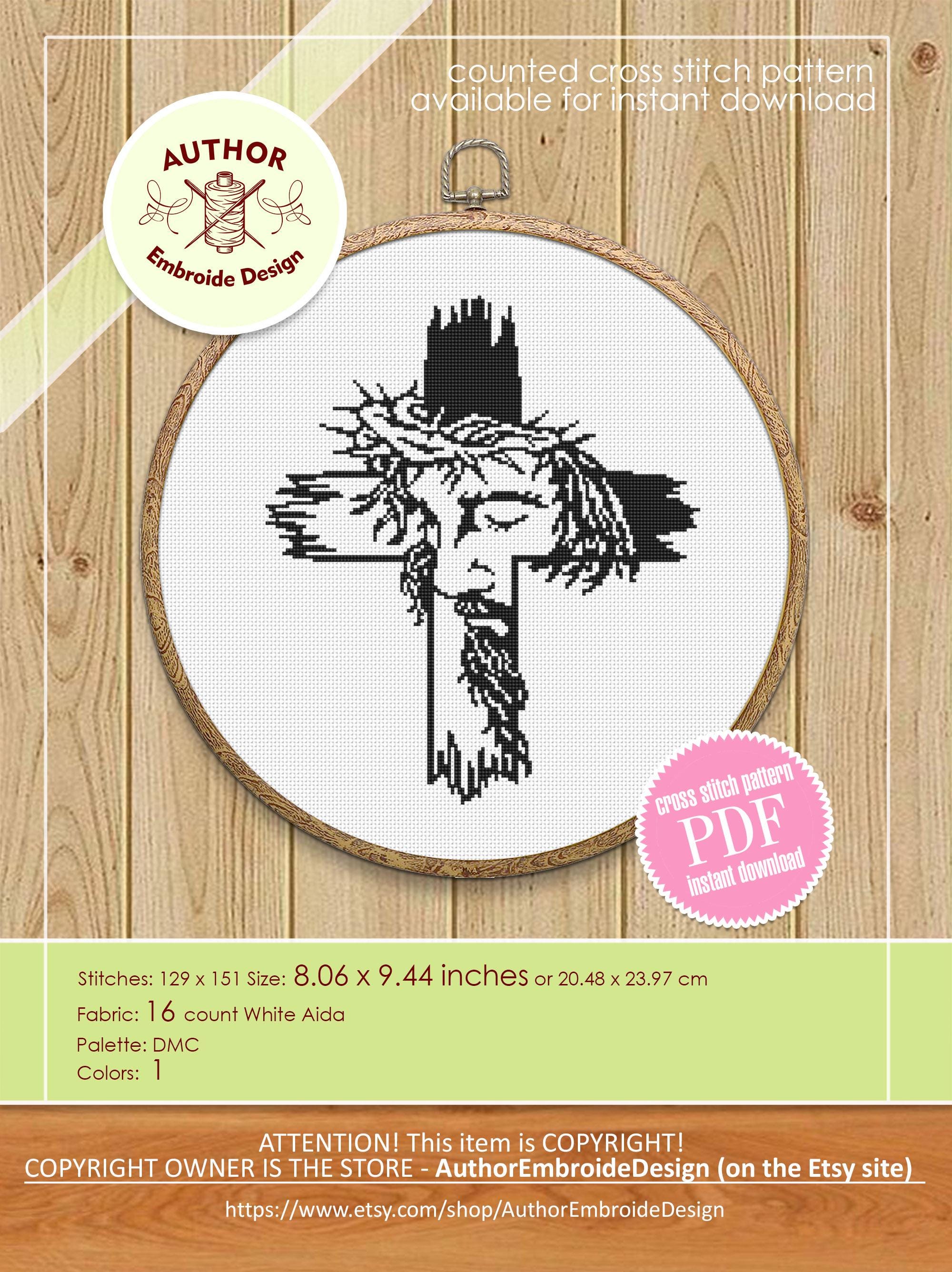 Religious Cross With Jesus Cross Stitch Pattern PDF Instant Download ...