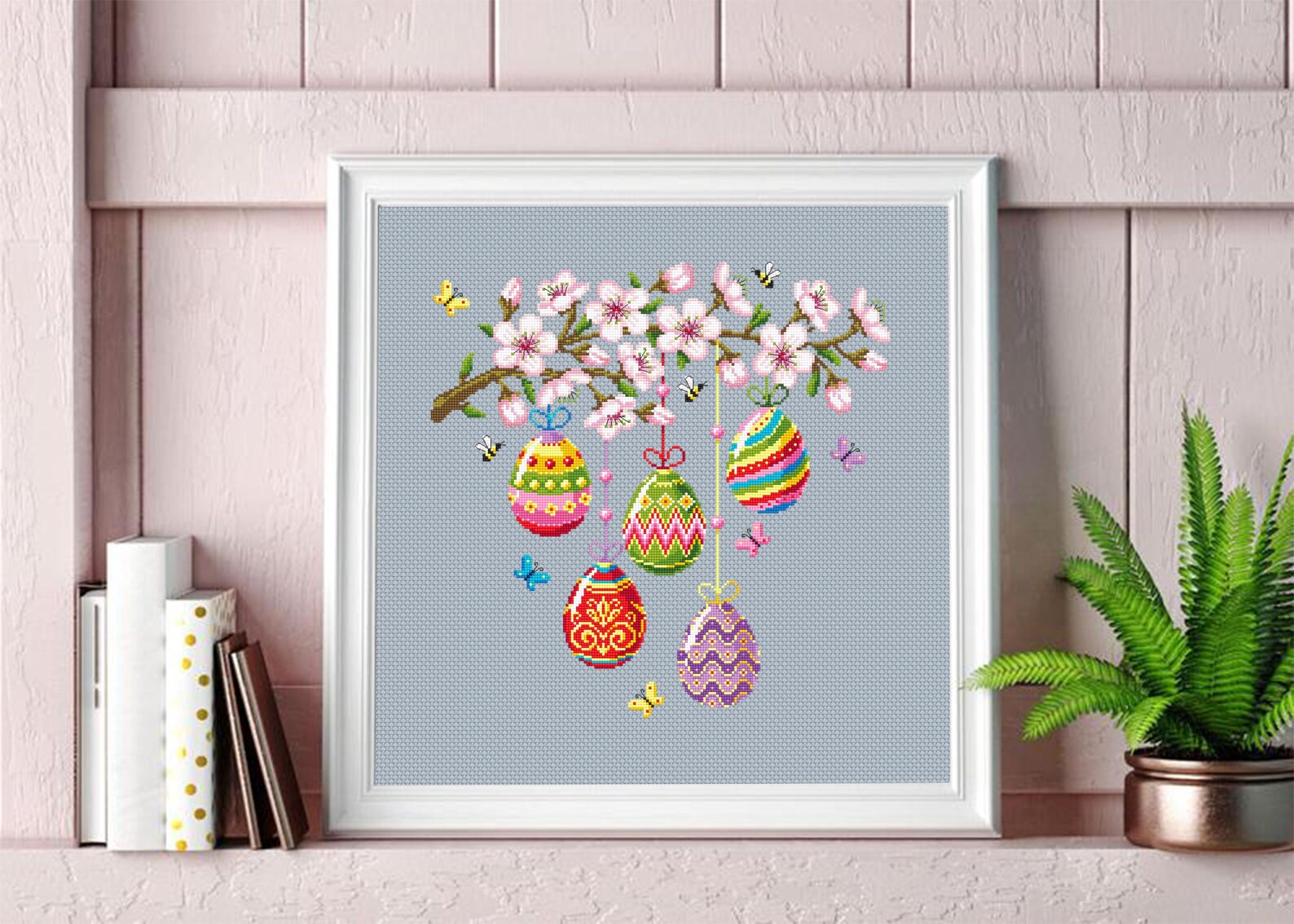 Happy Easter Cross Stitch Pattern PDF Download Easter Eggs Cross Stitch ...