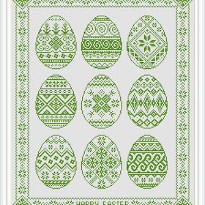 Easter Eggs Cross Stitch Pattern PDF Download Monochrome Sampler Cross ...