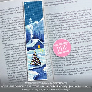 Bookmark winter cross stitch pattern digital PDF Handmade bookmark nature embroidery beginners Instant download Gift for book lover #B18