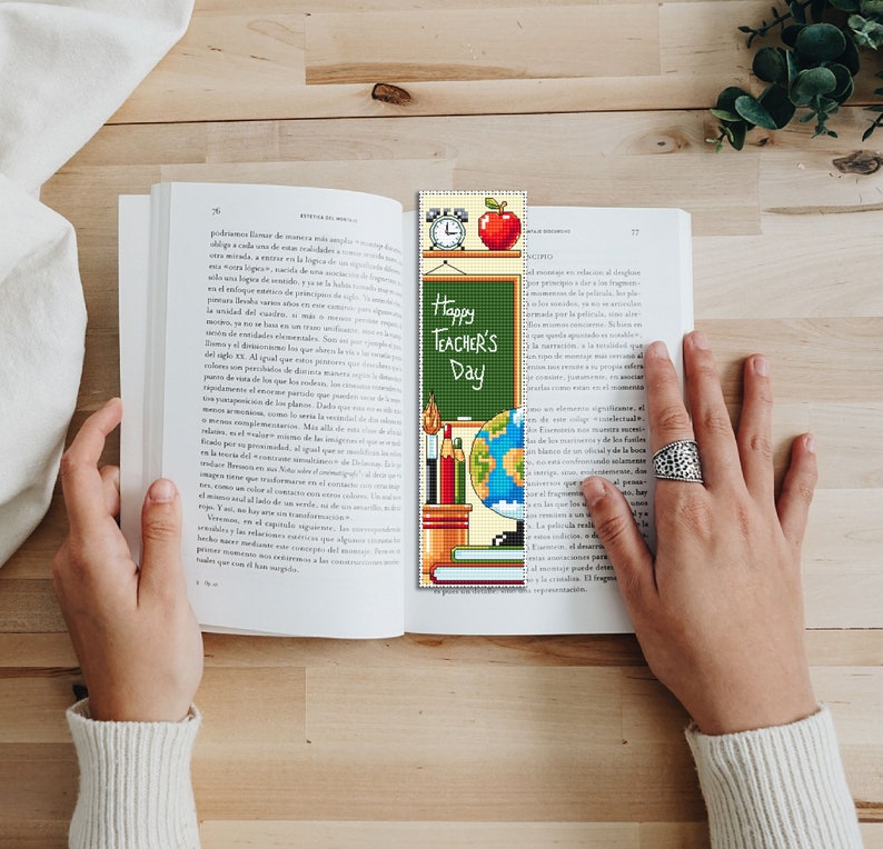 Teacher Bookmark Cross Stitch Pattern Download PDF Happy Teachers Day ...