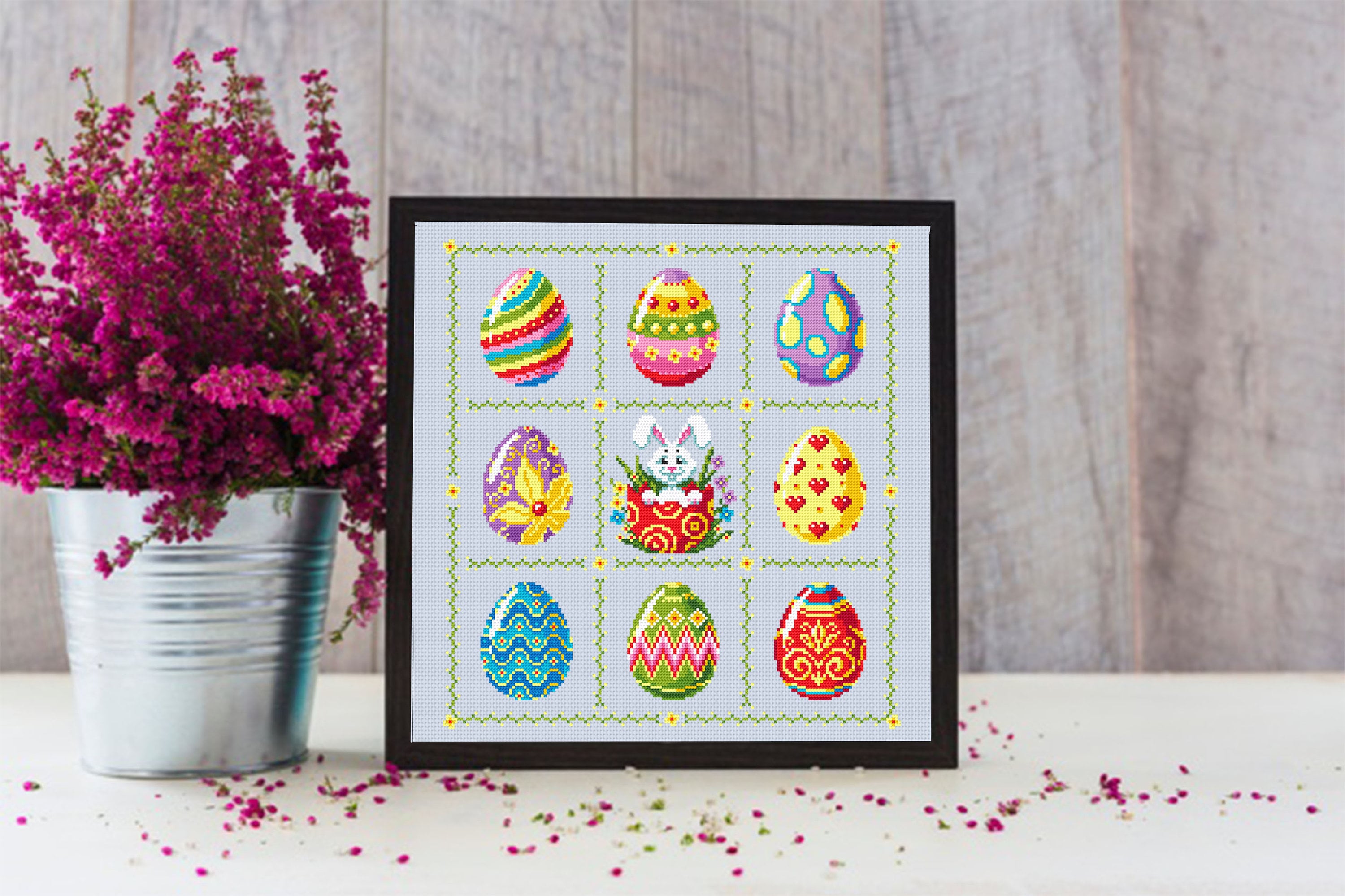 Easter Eggs Cross Stitch Pattern Download PDF Funny Easter Bunny Cross ...