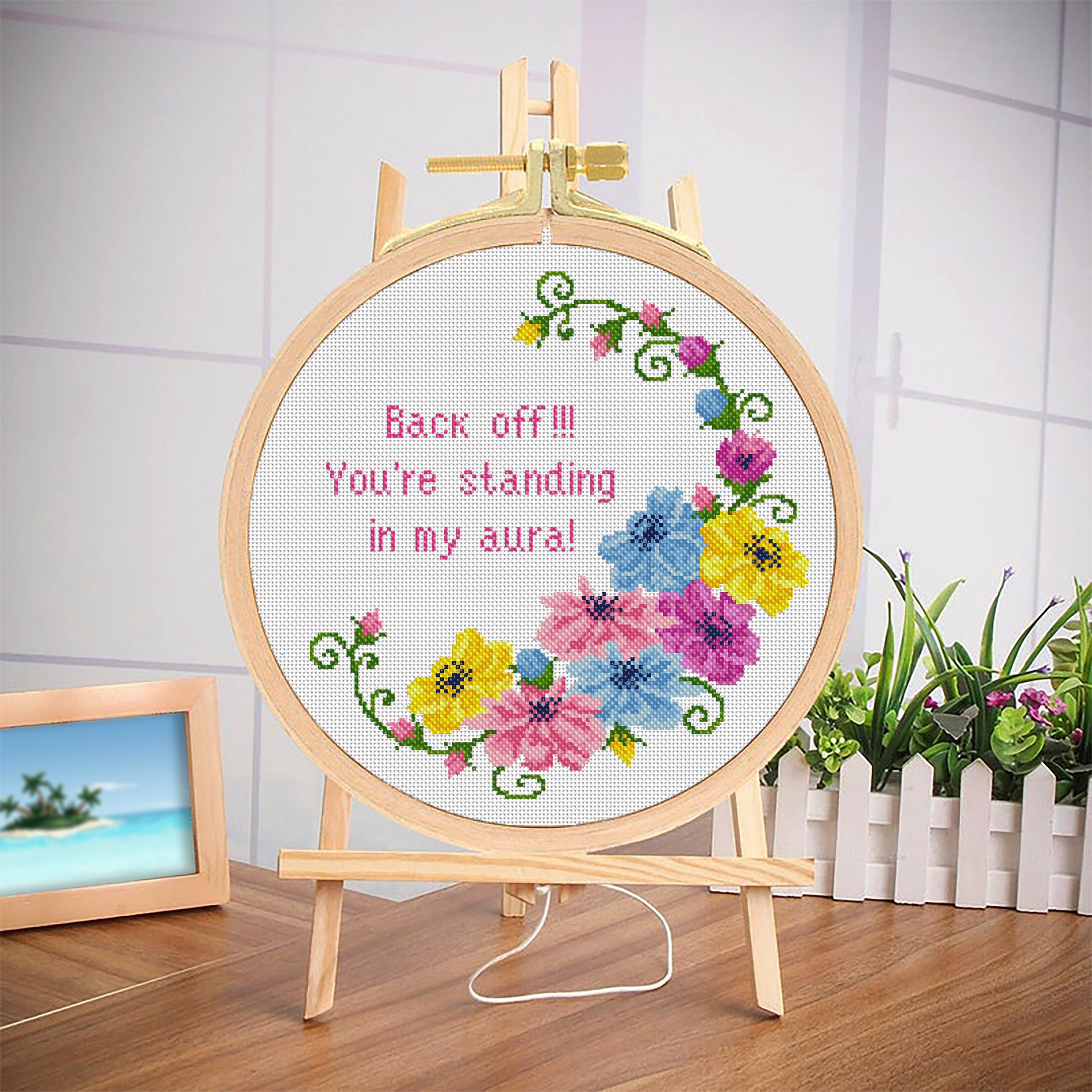 Funny Framed Quote Cross Stitch Pattern PDF Floral Frame Cross Stitch ...