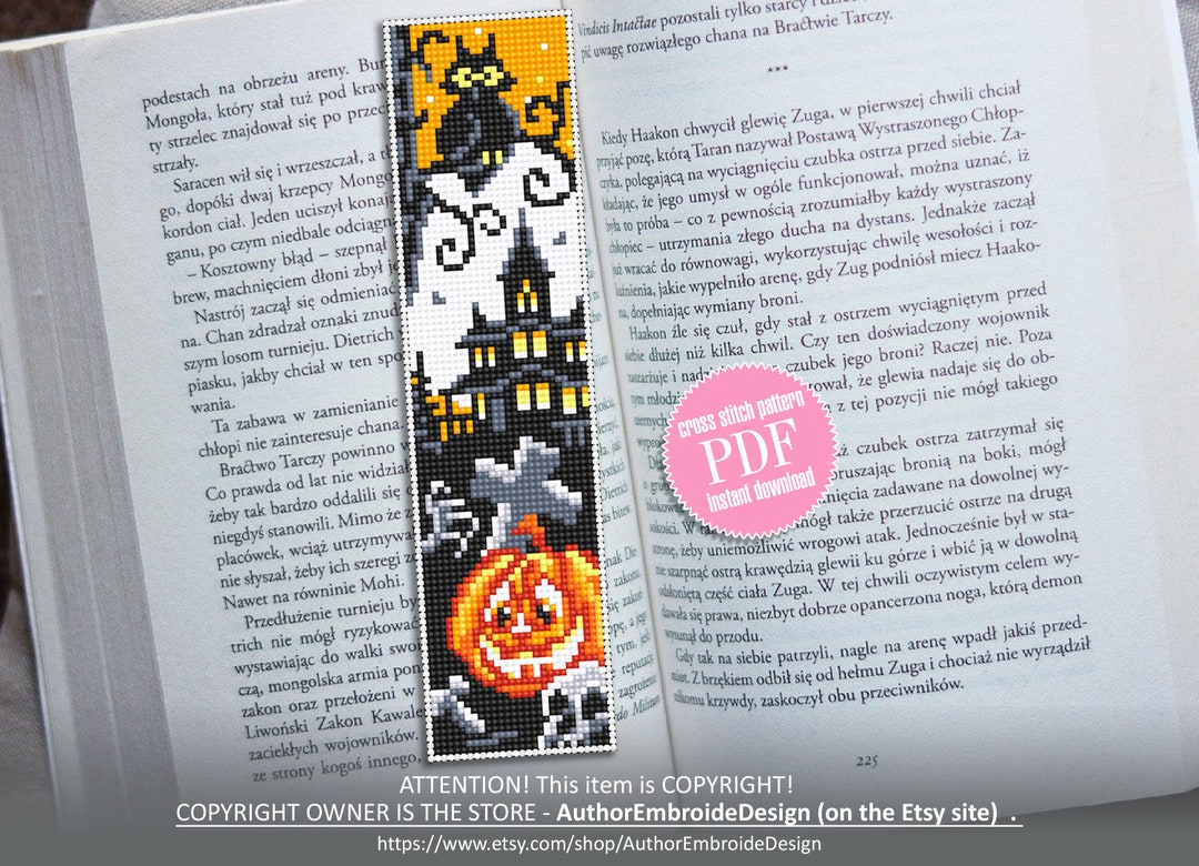 Halloween Bookmark Cross Stitch Pattern PDF Download Haunted House ...