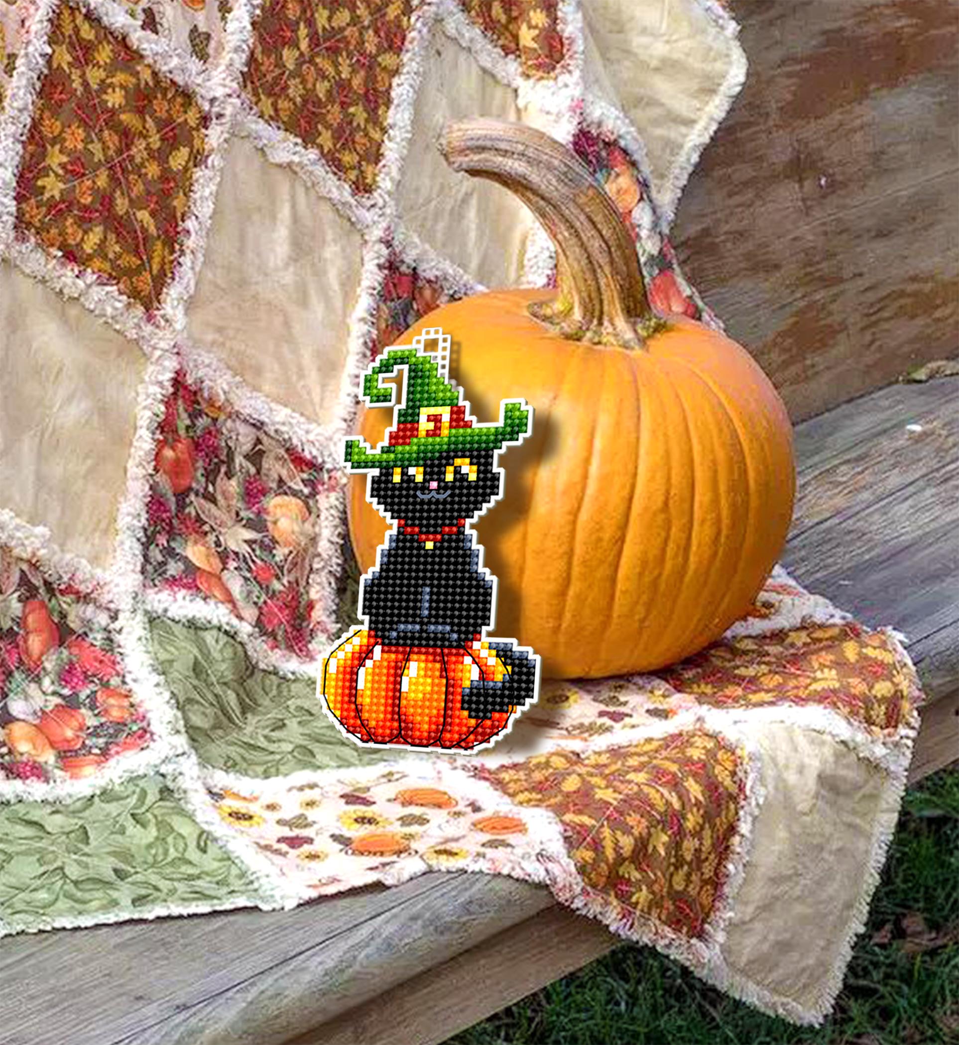 Black Cat Cross Stitch Pattern PDF Download Double-sided Halloween ...