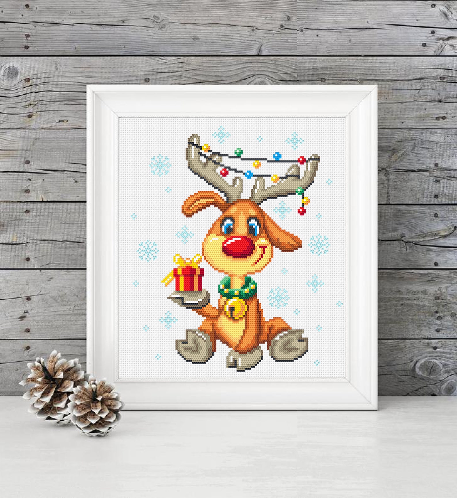 Cute Christmas Deer Cross Stitch Pattern Download PDF Winter Cross ...