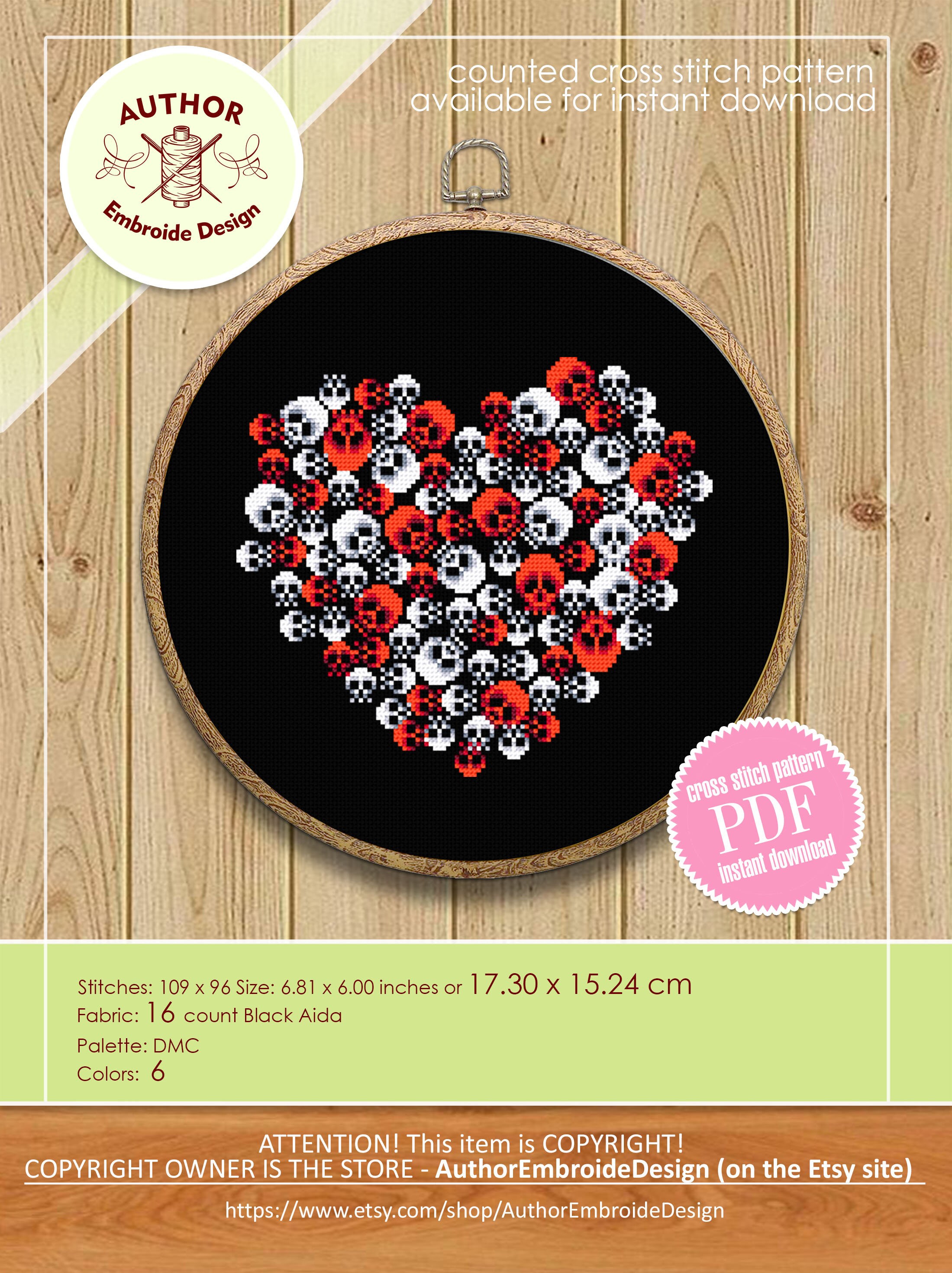 Gothic Heart Cross Stitch Pattern Download PDF Gothic Halloween Cross ...
