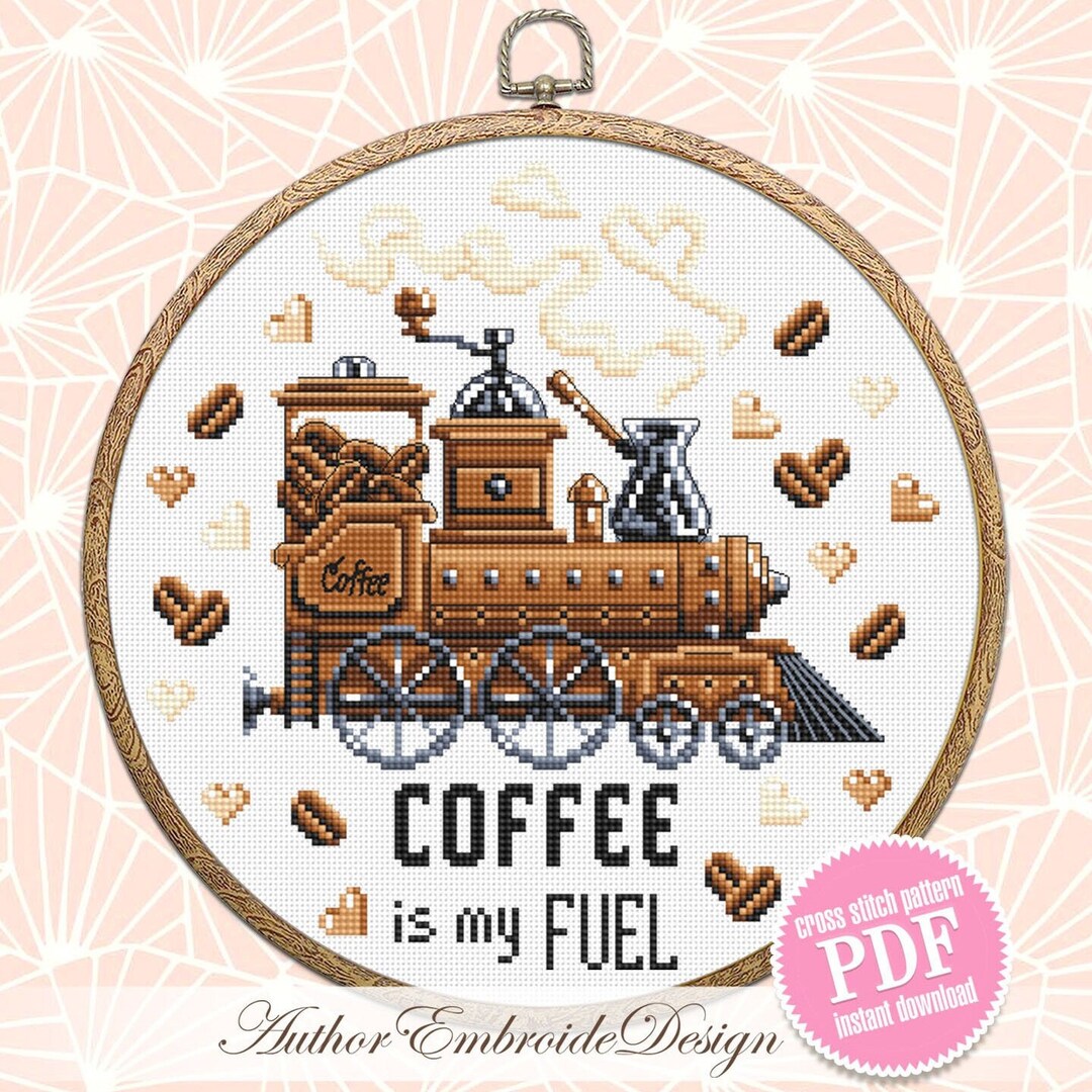 Funny Coffee Quote Cross Stitch Pattern PDF Download Coffee is My Fuel ...