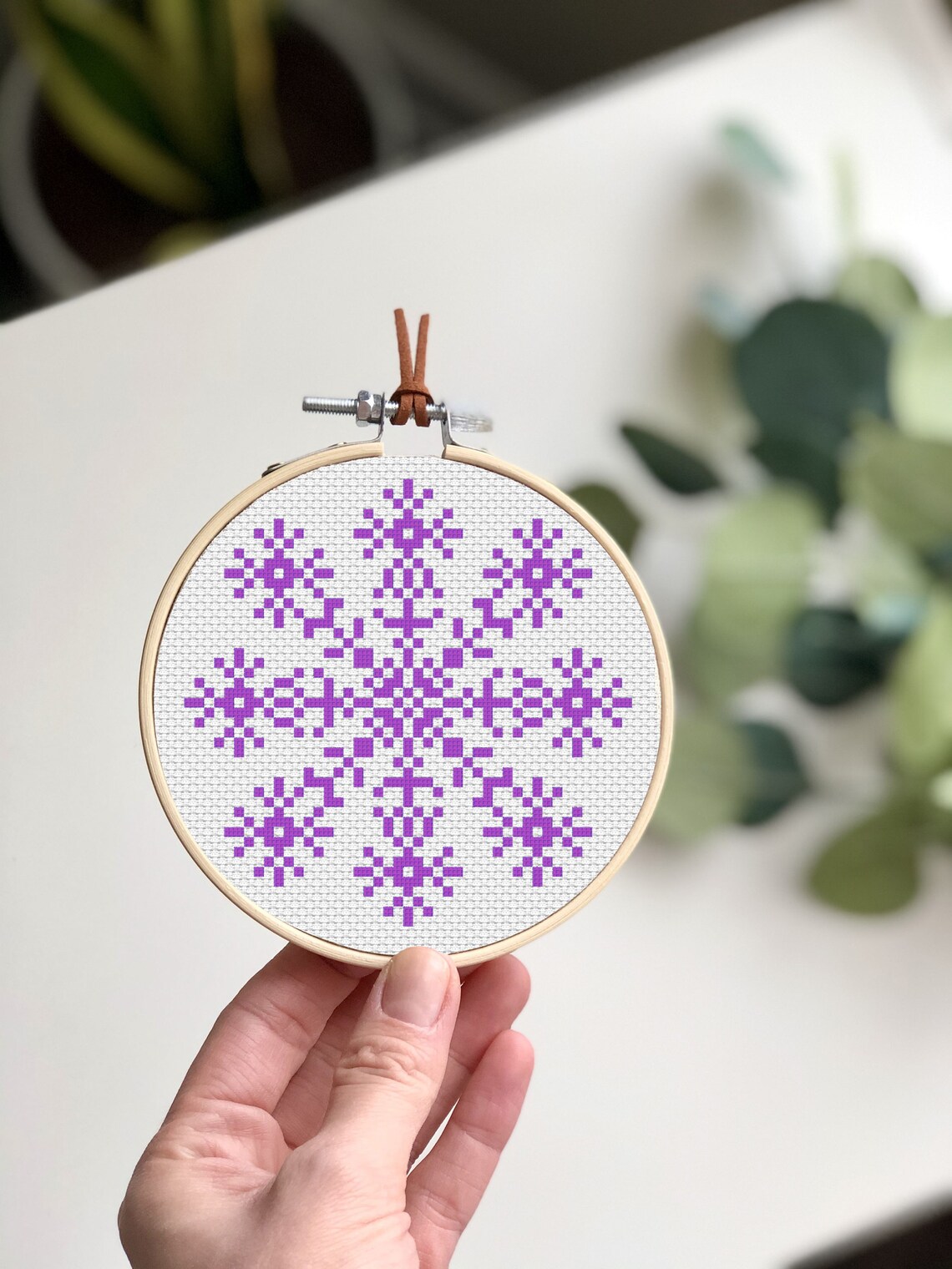 Christmas cross stitch pattern modern pdf snowflake wreath