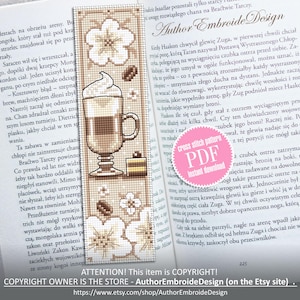 Coffee Bookmark Cross Stitch Pattern PDF Download Coffee Cross Stitch ...