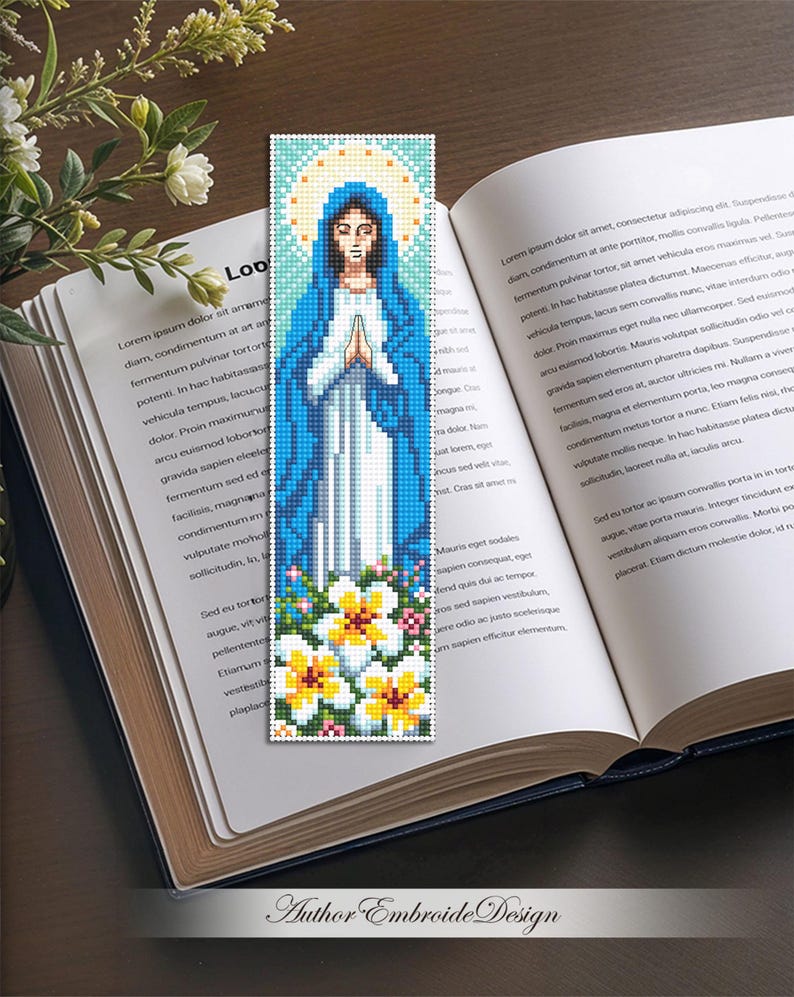 Blessed Virgin Mary Bookmark Cross Stitch Pattern PDF Download Mother ...