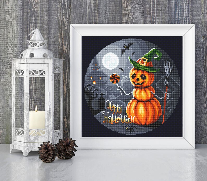 Happy Halloween Cross Stitch Pattern Download PDF Snowman Pumpkin Cross ...